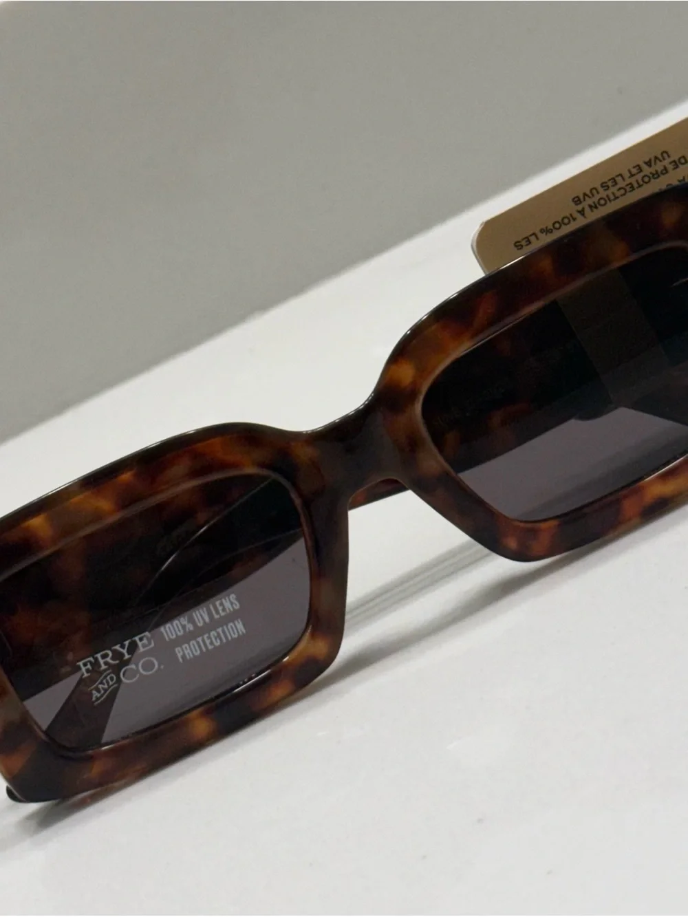Frye Square Tortoiseshell Frame Sunglasses with Dark Lenses NWT